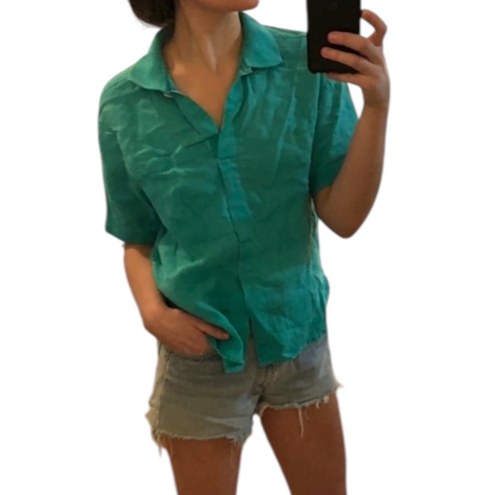 Vintage green Linen Polo